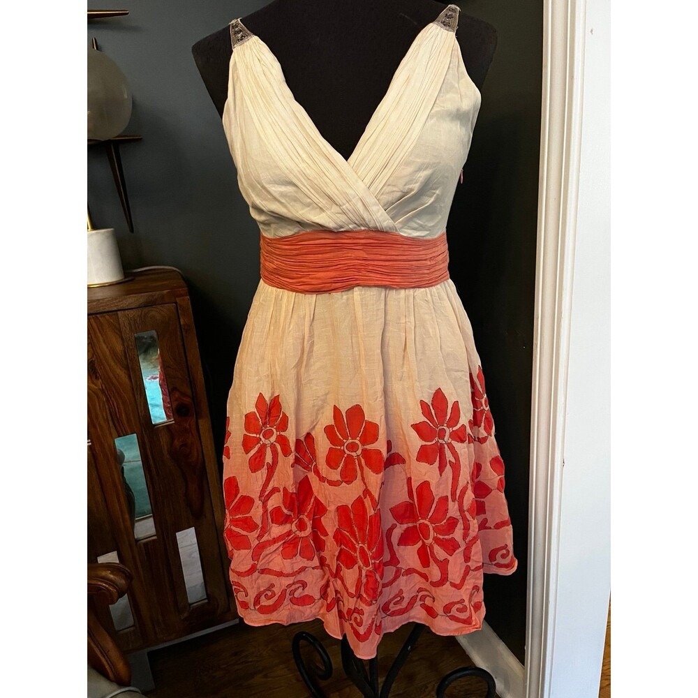 Yoana Baraschi Embellished Pink Ombre Fit n Flare Dress sz 4 Embroidered